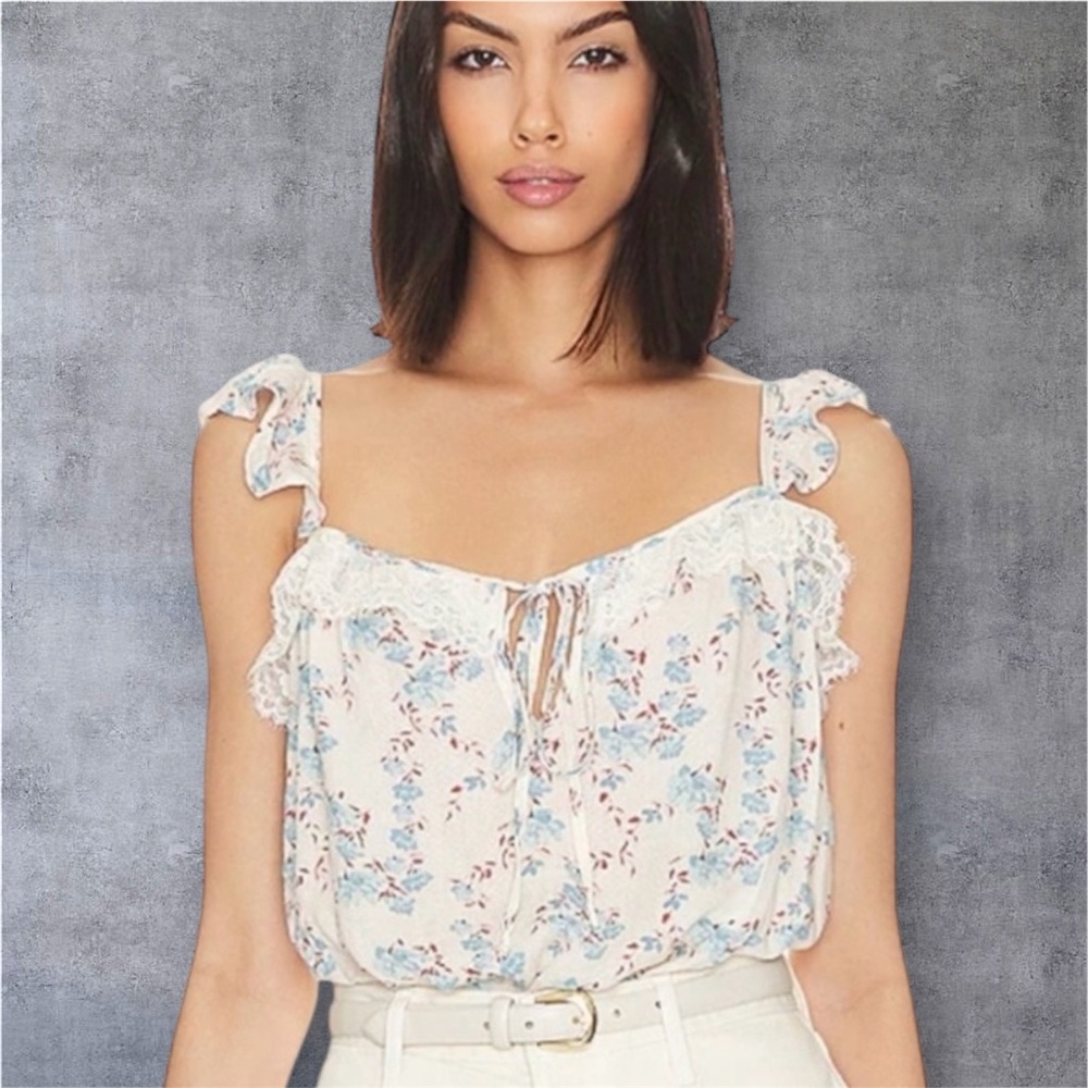 INTIMATELY BY FREE PEOPLE Floral Ruffle Strap Floral Ruffle Bodysuit